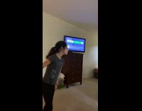 Little girl throws water bottle runs away 