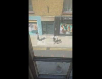 Girl black metal pole sidewalk graffiti 