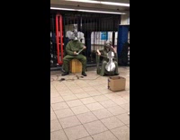 Metal Elephant Guy Musician Subway