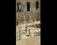 Three girls do TikTok dance at the louvre