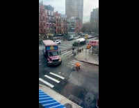 Biker kicks and blocks street 