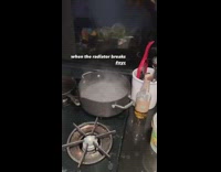 Person boils water as substitute for radiator