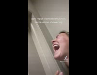 Girl in shower trying to get alexa to play music fail