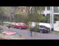 Girl black skirt cartwheel and dance street