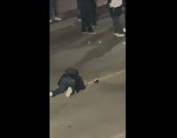 Man liquor bottle photo shoot middle street part 1