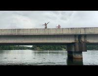 Collab SendItOfficiall - Two guys jump from bridge slow motion