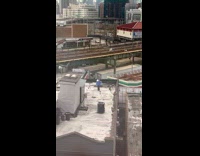 Collab winy - Man blue sweater film dance tiktok rooftop