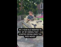Older brother consoles toddler crying on ride 