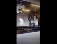 Collab VIBES - Security camera shows girl landing on golf cart