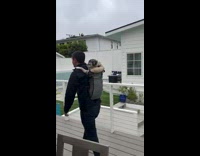 Guy films himself riding bike with sleepy pug in backpack