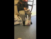 Guy holds his pet snake on the subway #BluePointWhatTheL