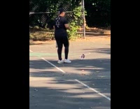 Collab WINY - Woman walk with pet pigeon on leash