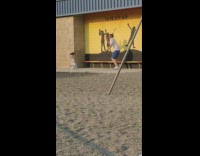 Guy fail kendama toy trick playground mural