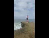 Man tank top mocks influencers filmer gets wet