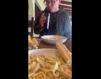Collab BitchMP - Guy licks lips aggressively swirls pasta