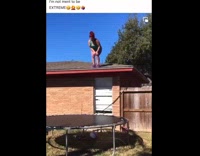 Mom jumps from roof to trampoline 