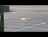 Yellow shorts guy neon green toy car 