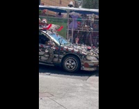 Lots of stuff sticked on customized car