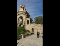 Woman leather pants tiktok dance park statue