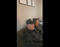 Dad gets a chocolate lab as a present 