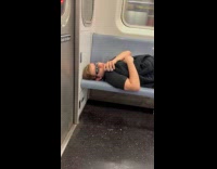 Guy eat shit text on shades  subway