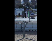 Three girls pose on snow