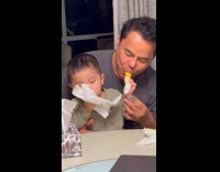 Grandpa pranks grandson eats ice pop