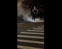 Collab winy - Man dances with steam on the road