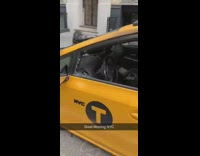 Taxi cab engine burned after explosion on the street