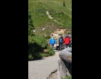 Woman black crop top bridge pictorial fields