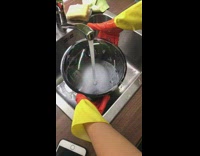 Tap water pass through soap bubble bucket