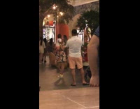 Woman floral dress hold baby pictorial mall