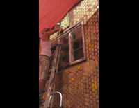 Lady paints beehives on outside of house 