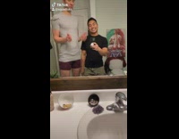 Flip switch tall short painting grey shirt 