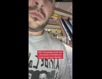 Skin care kiosk people are mall call at guy