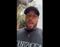 Man pigeon on shoulder calls himself snow black