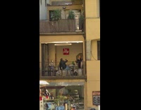 Two girls dance restaurant balcony patio illy 