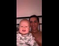 Collab ClipsIG - Baby and dad plays sniff snort competition