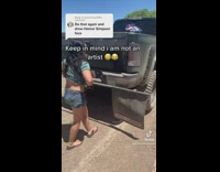 Woman draws on car with boobs 