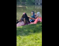 Group of Girls Dressed as Fairies Have Picnic 