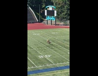 Shirtless guy yoga workout video NFL field