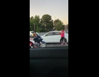 Woman large dance music parking lot Part 1