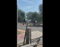 Girl black skirt shoot fire extinguisher air