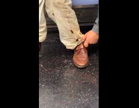 Guy lights up pants inside the subway