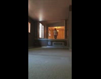 Guy jumps over rail in living room and scorpions into carpet