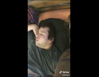 Sleeping guy wakes up girl says cheesecake 