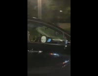 White mannequin head black minivan car window