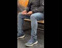 Collab Subway_Creatures - Man cut fingernails inside the subway train