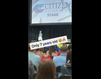 Daughter sings at talent competition 