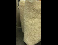 Guy brings two big bags of packing peanuts onto subway train